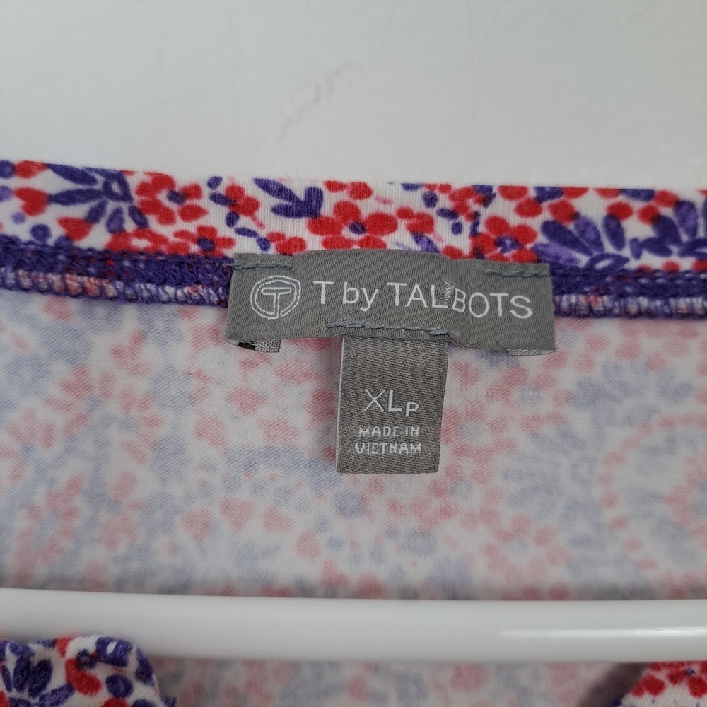 Talbots Red White Blue Long Sleeve Exposed Seam Modal Blend‎ T- Shirt Size XL - Picture 3 of 5